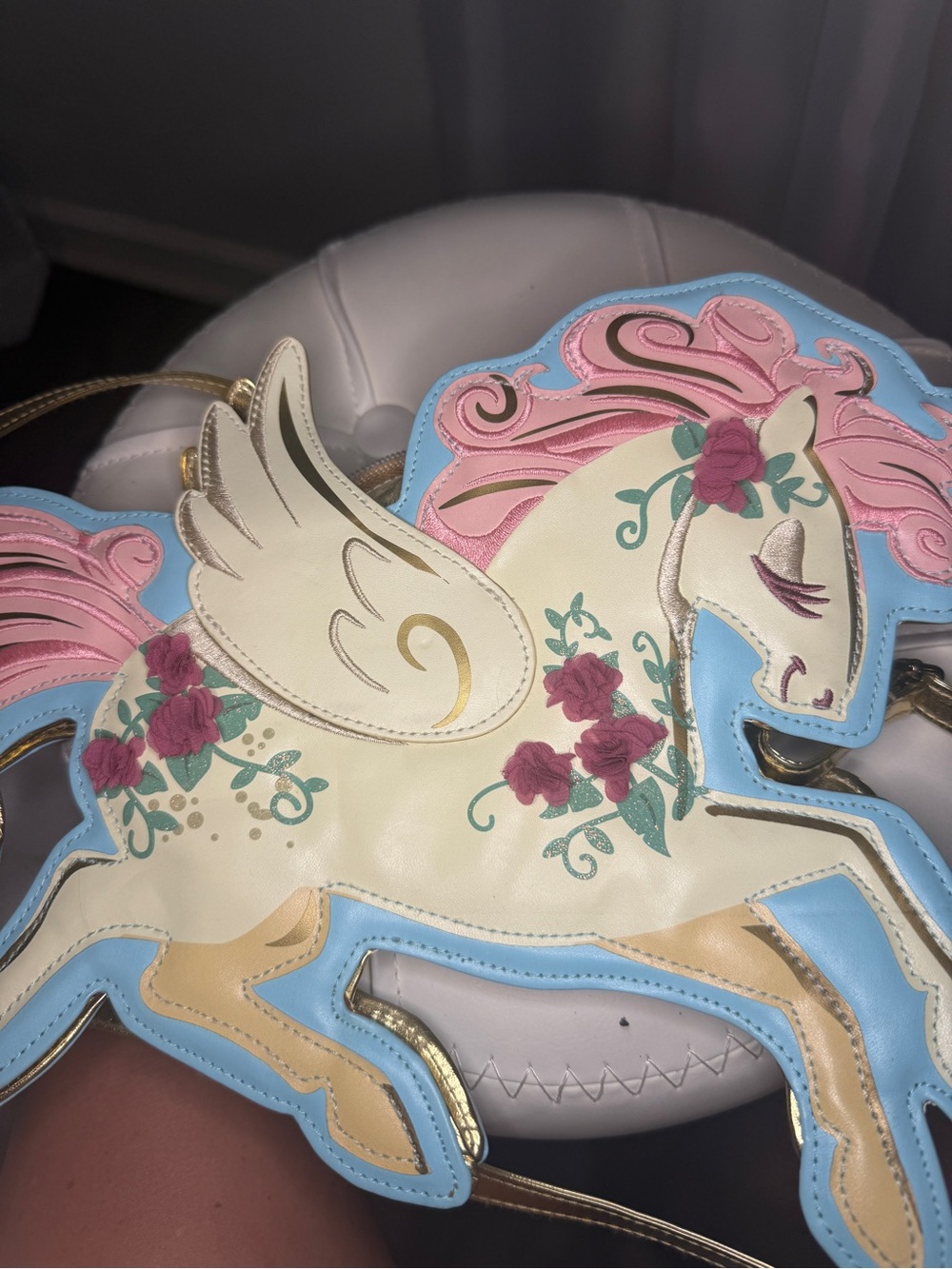 Disney Japan Rare Whimsical Pegasus Crossbody Bag in Cream Purse Pink & Blue